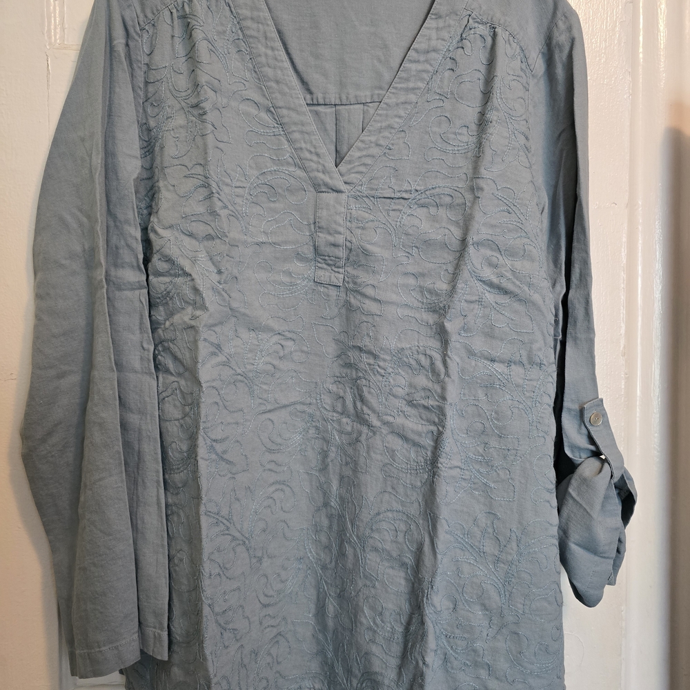 Soft Surroundings Blue Long Sleeve Tee Casual Elegance